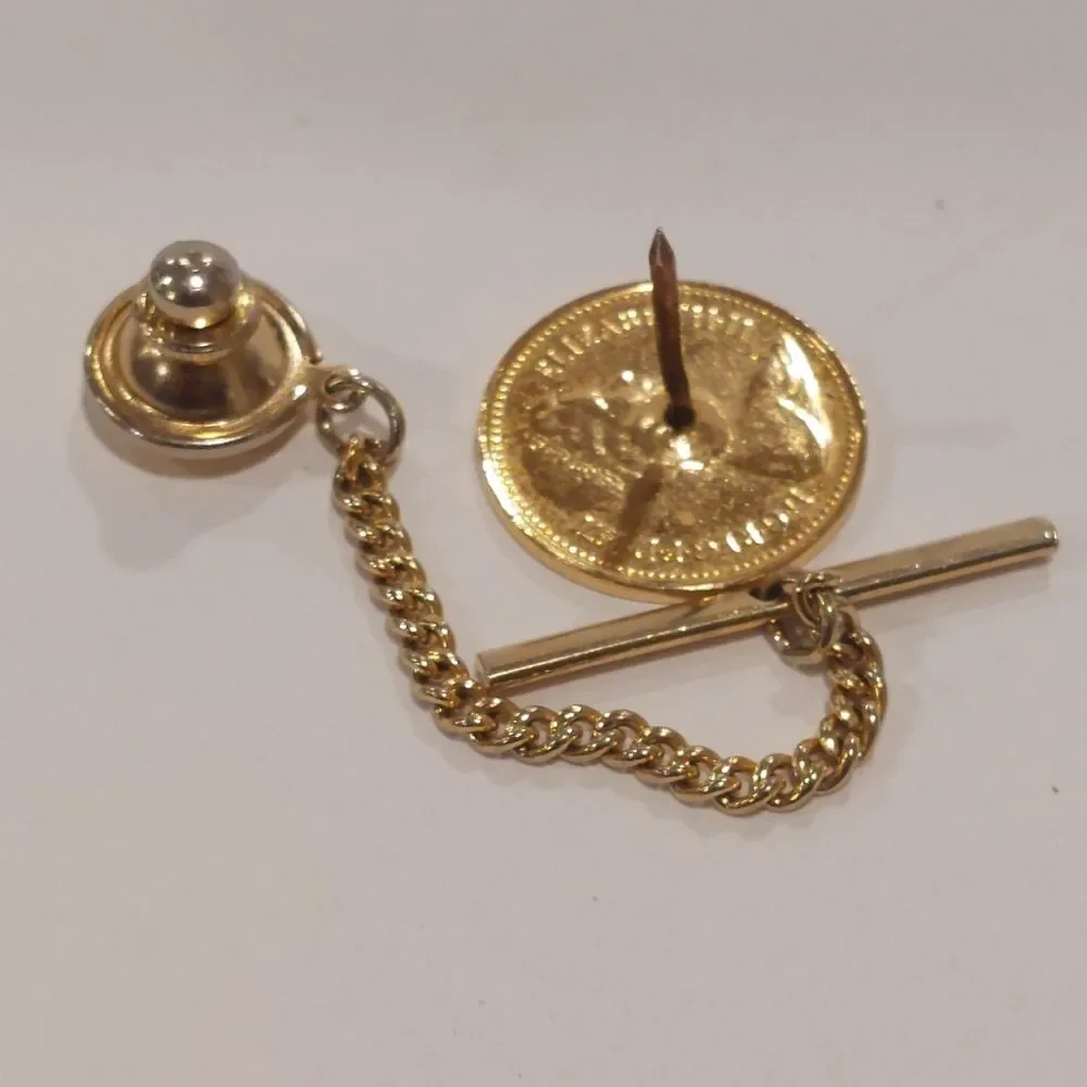 Tie Tack Pin Made With British 1/2 New Penny coin from 1971.